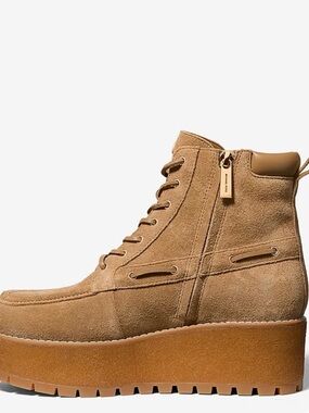 Michael Kors Cognac Suede Platform Ankle Booties
